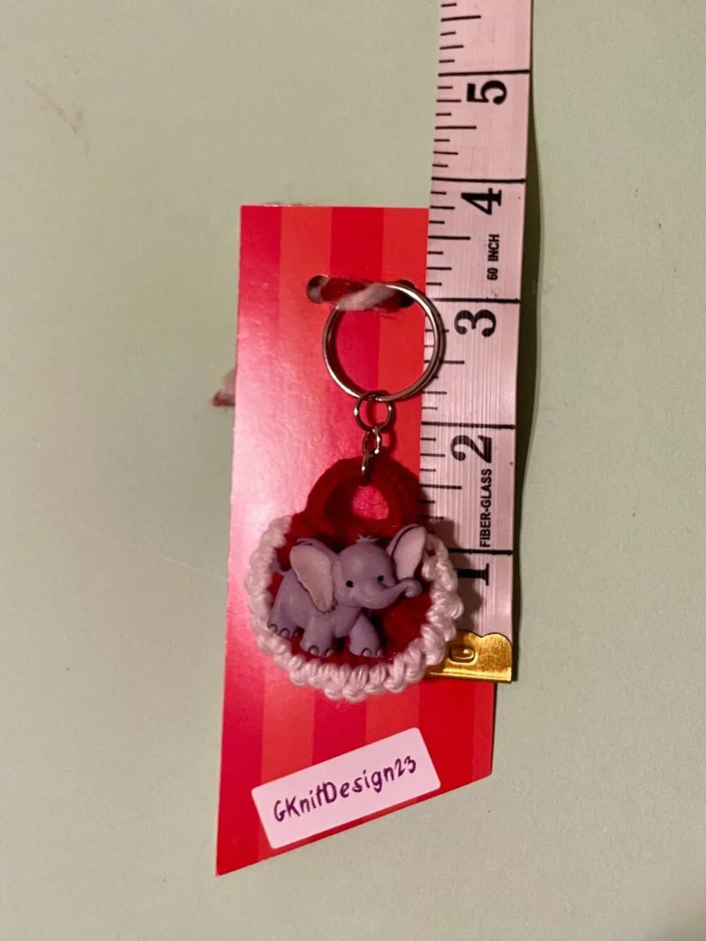 Crochet Little Elephant Keychain Charm, Handmade Backpack Charm